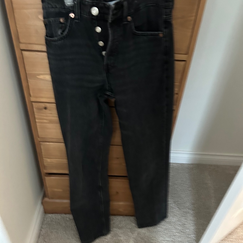 black medium rise jeans